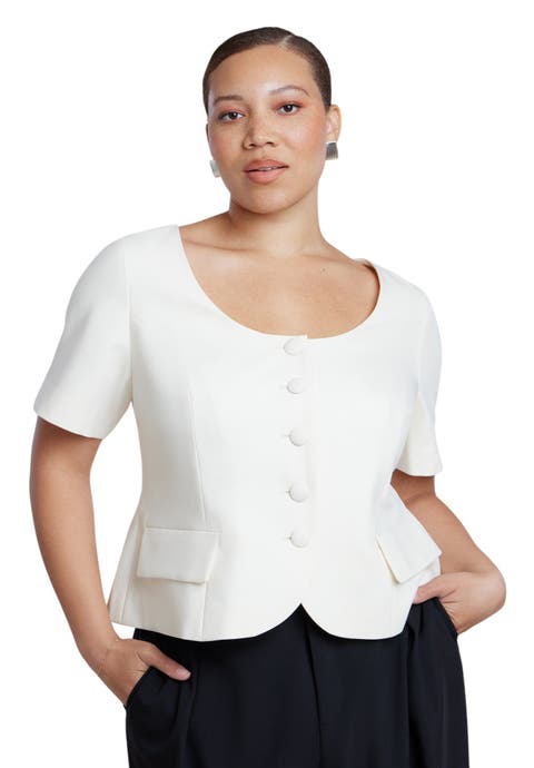 Cinched Waist Short Sleeve Blazer