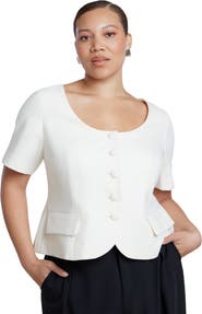 ELOQUII Cinched Waist Short Sleeve Blazer