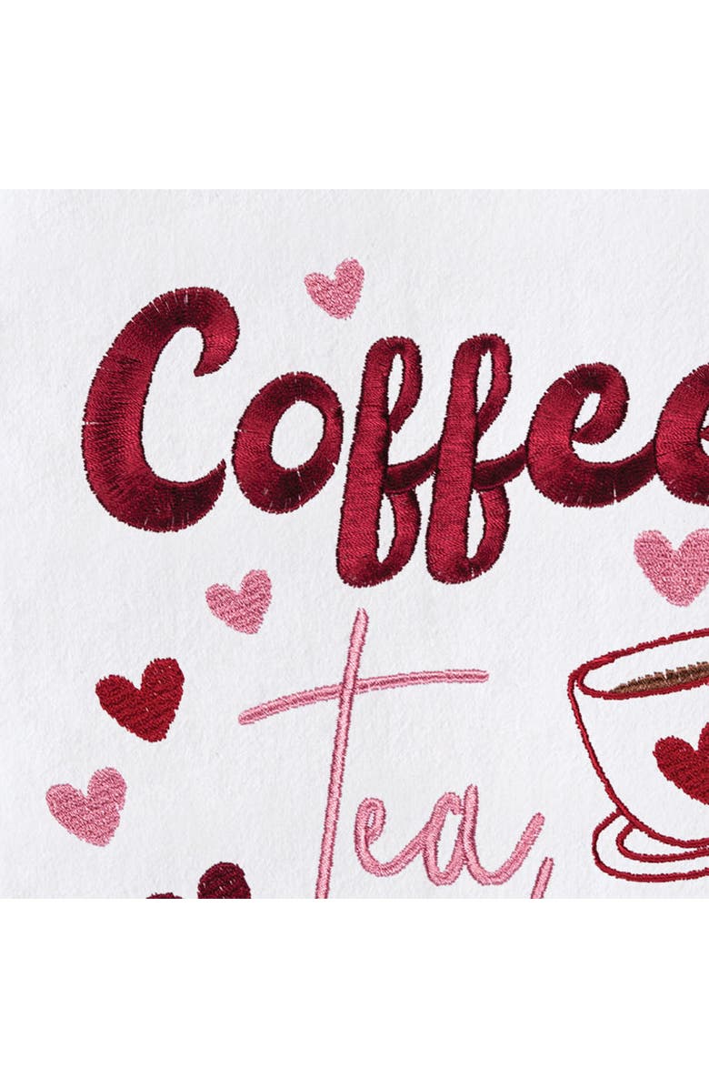 C&F Home Coffee, Tea or Me St. Valentines Kitchen and Bathroom Embroidered Hand Towel, Alternate, color, Red