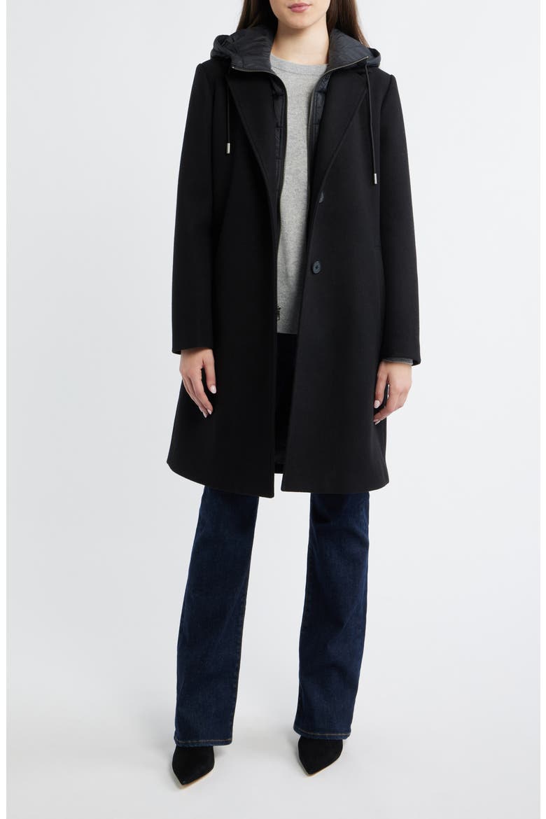 Walker Coat with Hooded Bib Inset, Main, color, BLACK