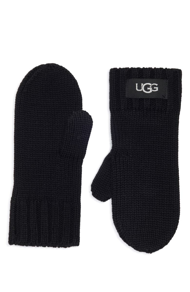 UGG<sup>®</sup> Knit Mitten, Main, color, Black
