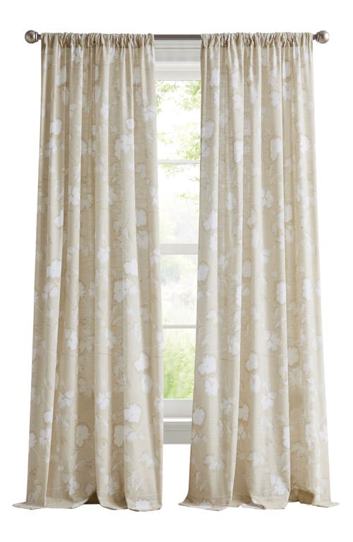Dkny Dandelion Floral Print Set Of 2 Poletop Curtain Panels In Linen