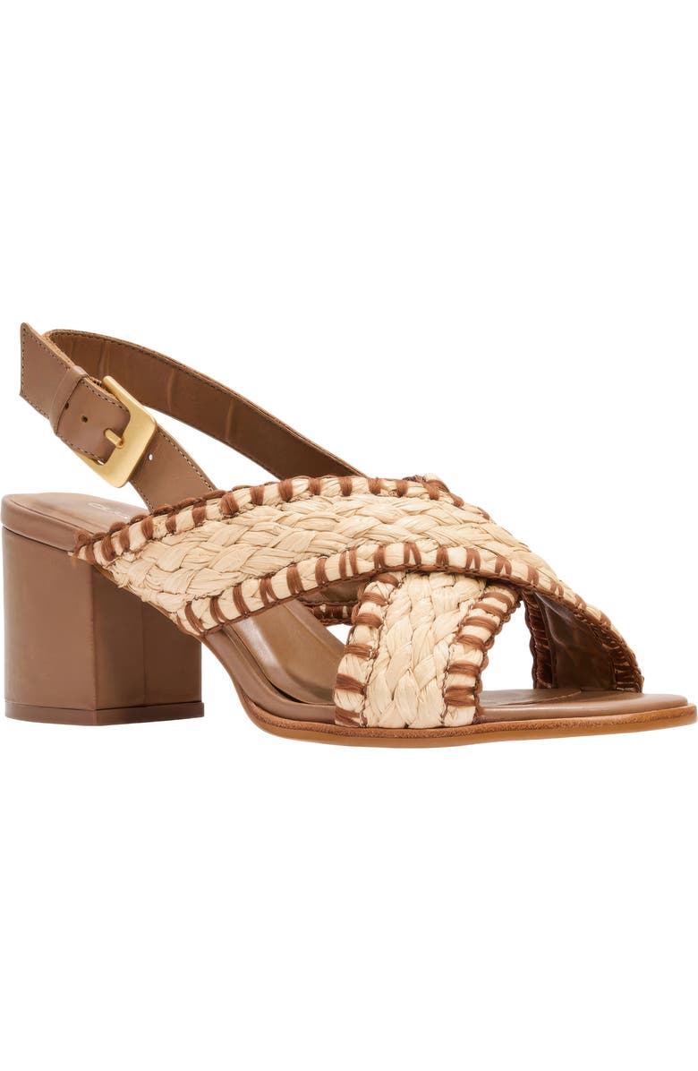 André Assous Hazel Raffia Slingback Sandal, Main, color, Cognac/ Natural