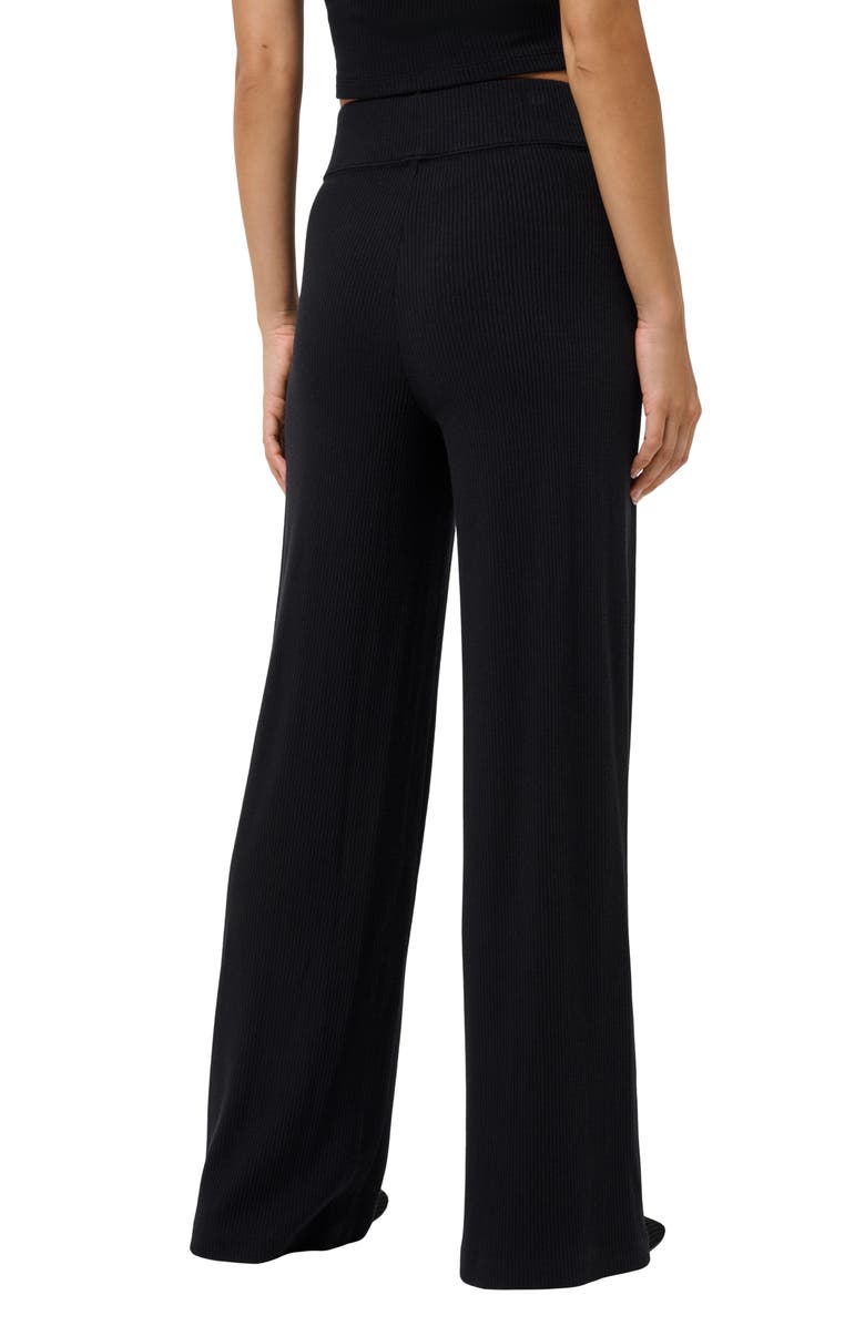 TravisMathew Evening Retreat Rib Wide Leg Pull-On Pants, Alternate, color, Black