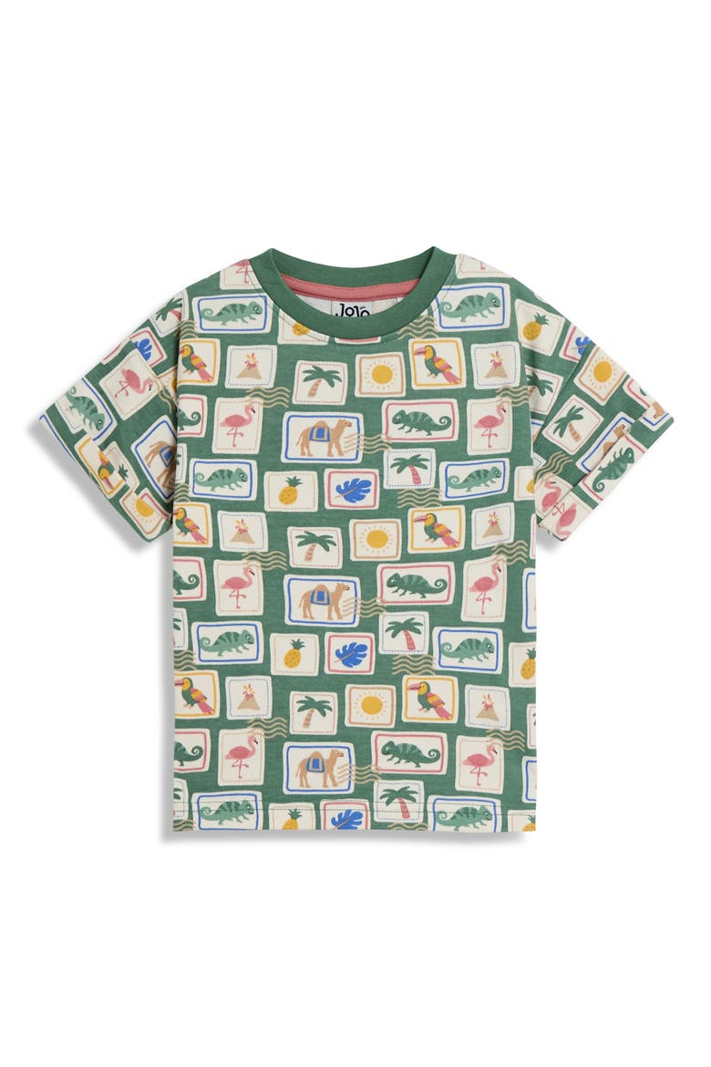 Tropical Postcard Print T-Shirt & Shorts Set, Alternate, color, KHAKI