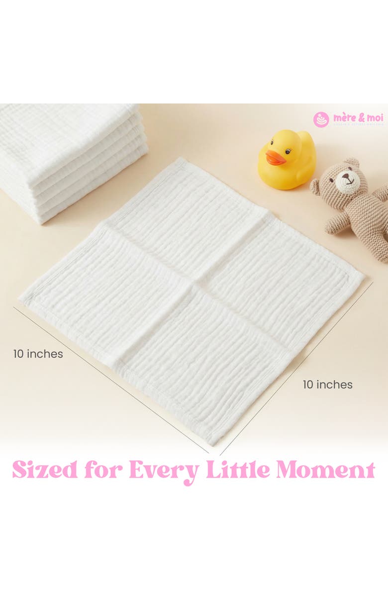 Mère & Moi Muslin Baby Washcloths, Alternate, color, White
