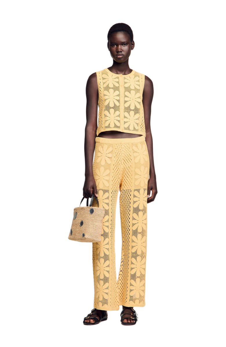 SANDRO Crochet straight-leg trousers, Alternate, color,