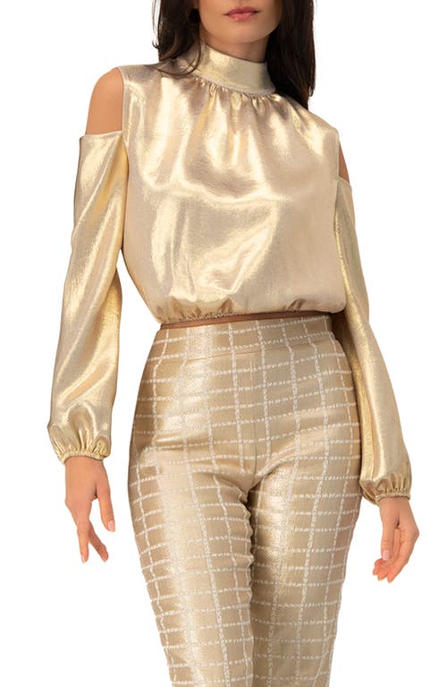 Ivonne Cold-shoulder Blouse With Back Bow In Gold