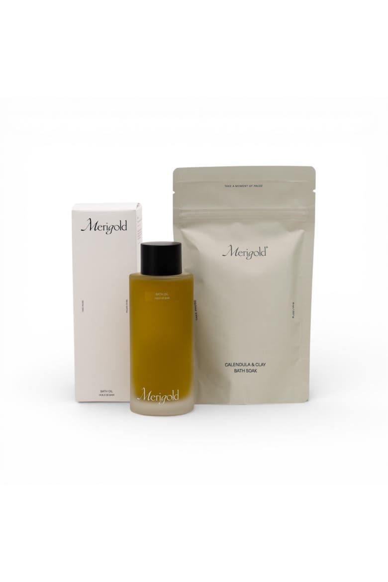 Bath Oil Calendula and Clay Bath Soak Bundle, Main, color, White