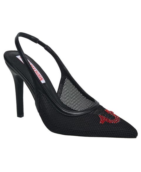 Ella Mesh Horseshoe Logo Heel