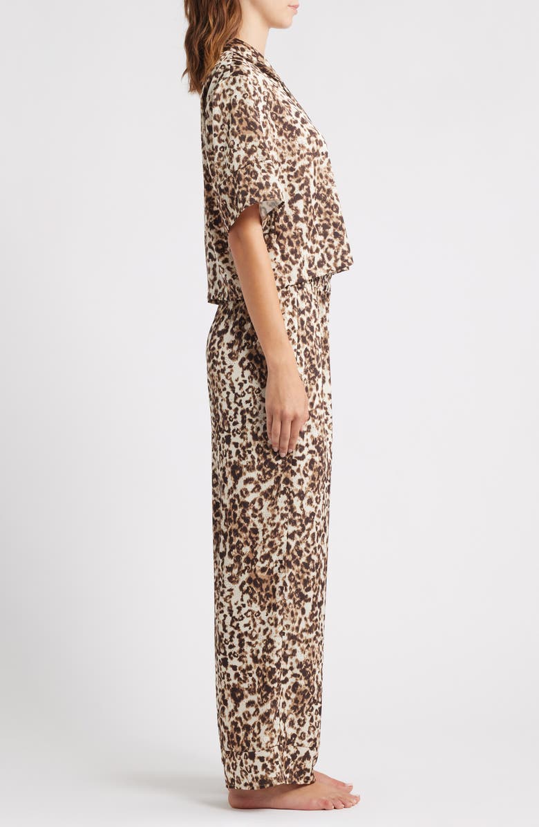 Open Edit Boxy Everyday Satin Pajamas, Alternate, color, Tan Mixed Animal