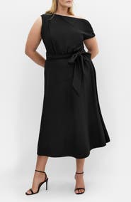 City Chic Kate One-Shoulder Crepe Midi Dress