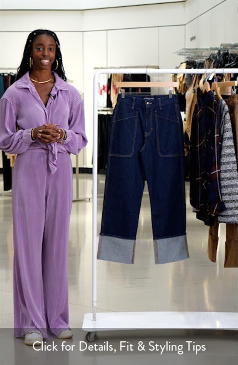 Dylan Cuffed High Waist Relaxed Straight Leg Jeans, sales video thumbnail