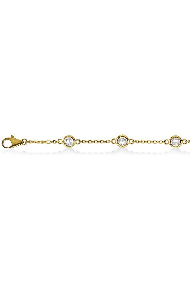 Diamond Anklet Bracelet Bezel Set 14K, Main, color, 0.50ct,Yellow Gold