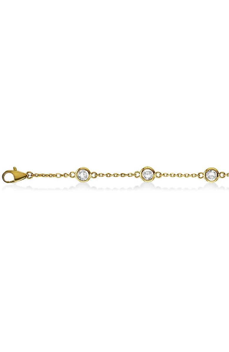 ALLUREZ Lab Diamond Anklet Bracelet Bezel Set 14K, Main, color, 1.0Ct,Yellow Gold