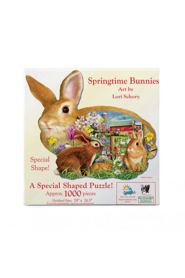 Springtime Bunnies 1000 piece Jigsaw Puzzle for Adults Special Shape, Alternate, color, Multicolor