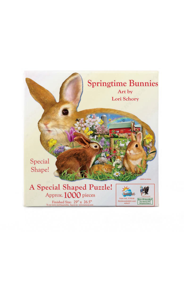 Sunsout Springtime Bunnies 1000 piece Jigsaw Puzzle for Adults Special Shape, Alternate, color, Multicolor