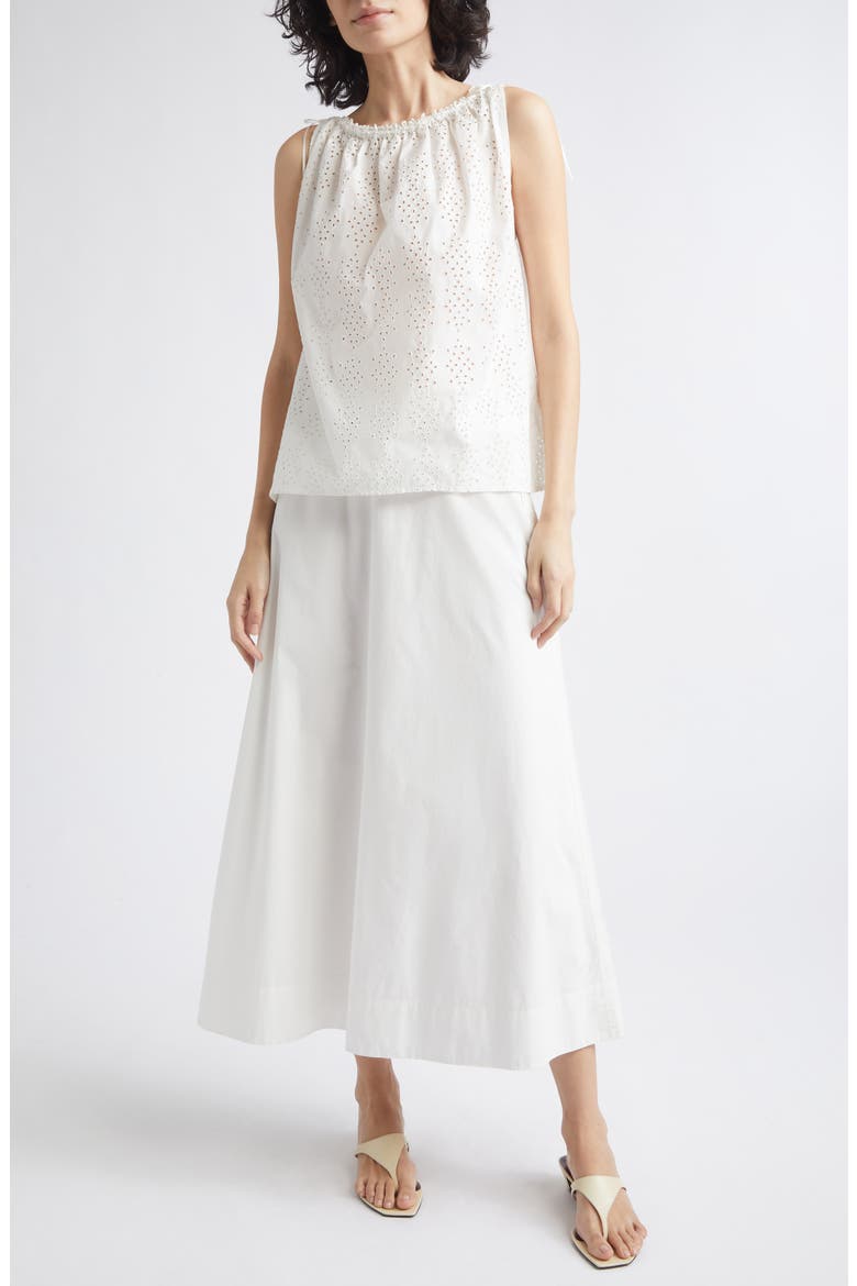Harriet Eyelet Detail Cotton Skirt, Alternate, color, VINTAGE WHITE