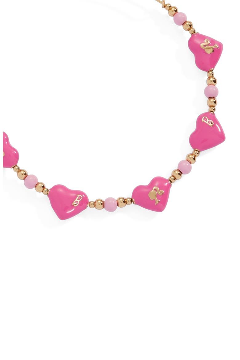 Barbie Logo Heart Beaded Bangle Bracelet, Alternate, color, Gold