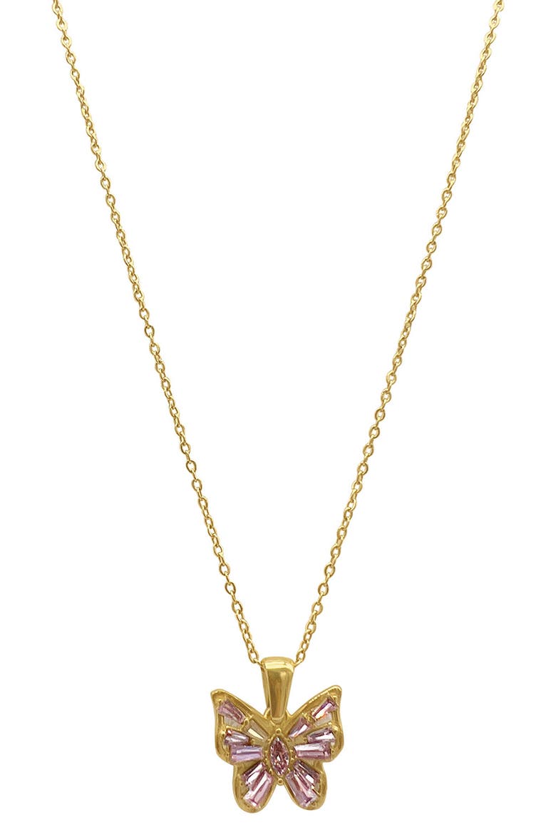 Water Resistant Crystal Butterfly Necklace, Alternate, color, PINK