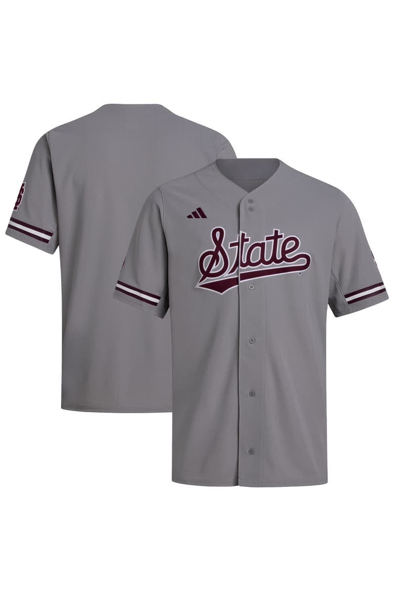 Men's adidas  Gray Mississippi State Bulldogs Replica Baseball Jersey, Main, color, Gray