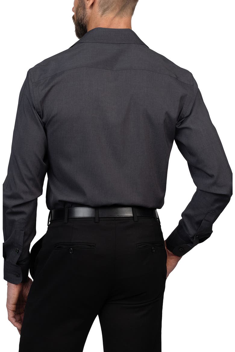 Trim Fit Dress Shirt, Alternate, color, BLACK