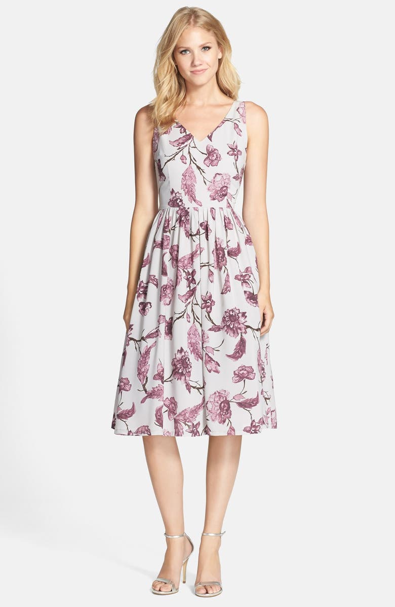 BB Dakota by Steve Madden BB Dakota 'Theresa' Floral Print Woven Midi Dress, Main, color, 