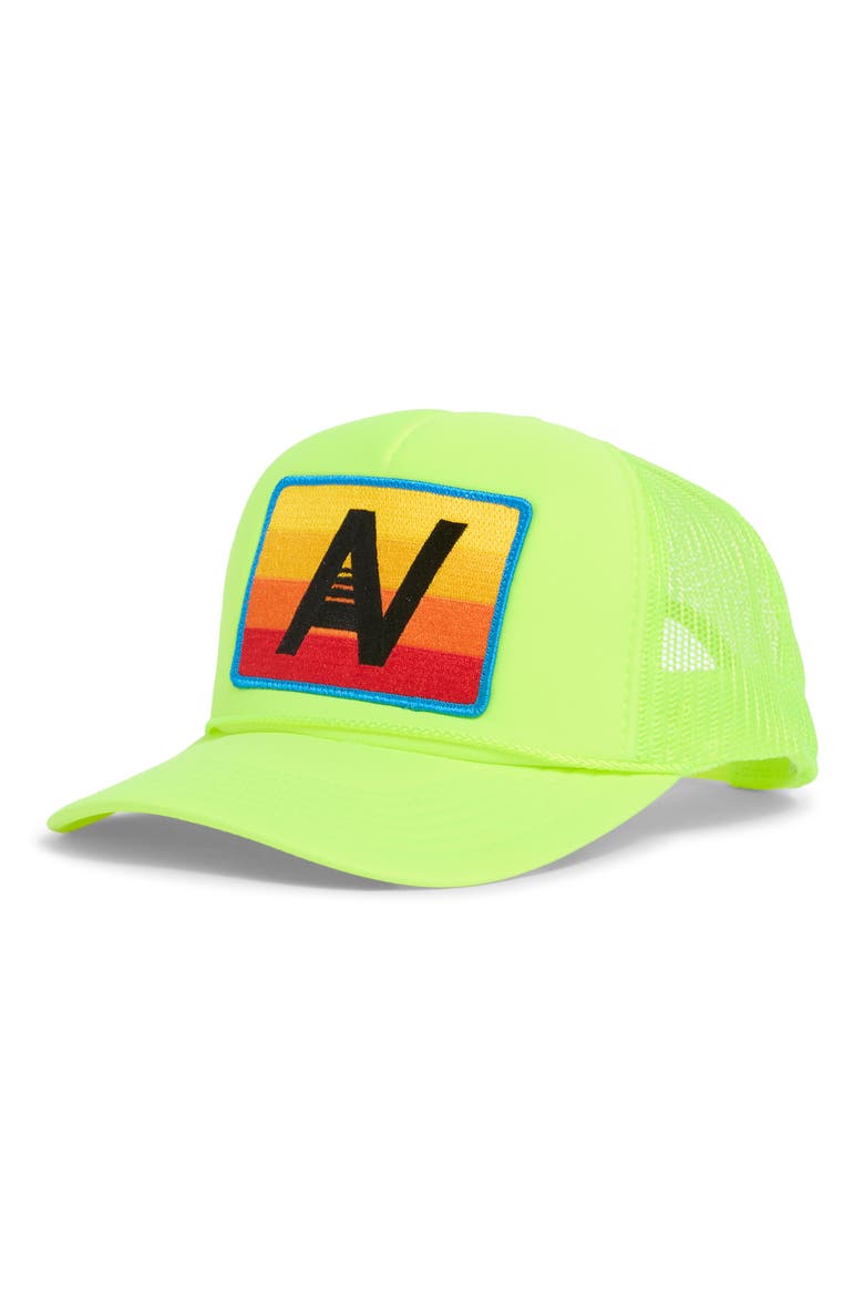 Logo Rainbow Trucker Hat, Main, color, NEON YELLOW