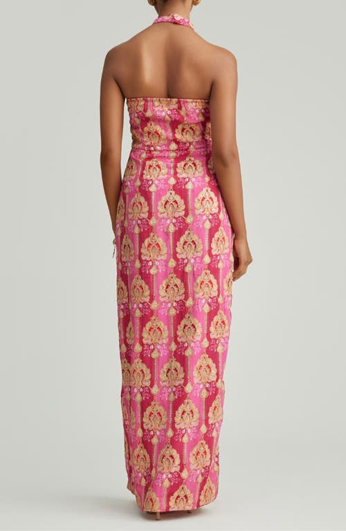 Holichic Halter Neck Maxi Dress In Pink