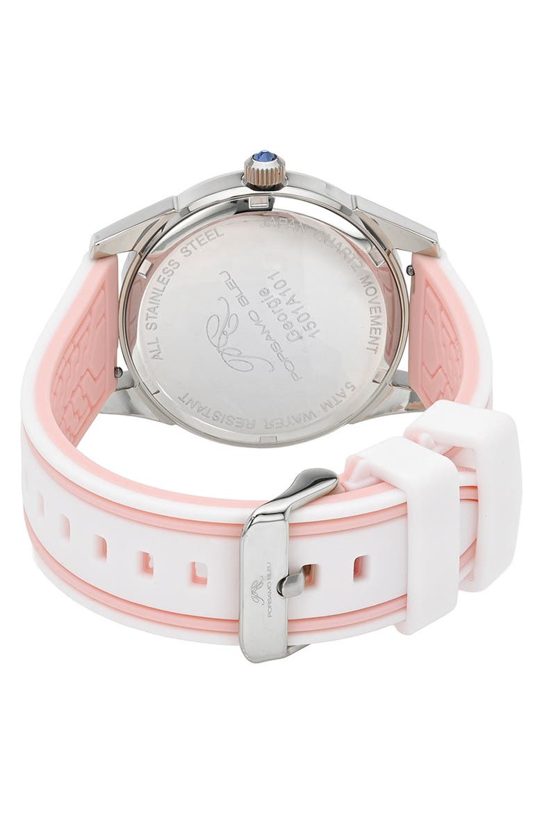 Georgie Silicone Strap Watch, Alternate, color, SILVER/ WHITE/ PINK