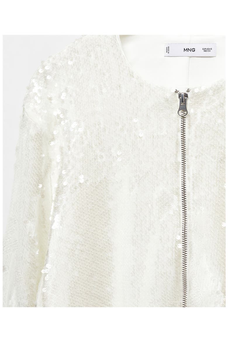 Sequin Bomber Jacket, Alternate, color, OFF WHITE