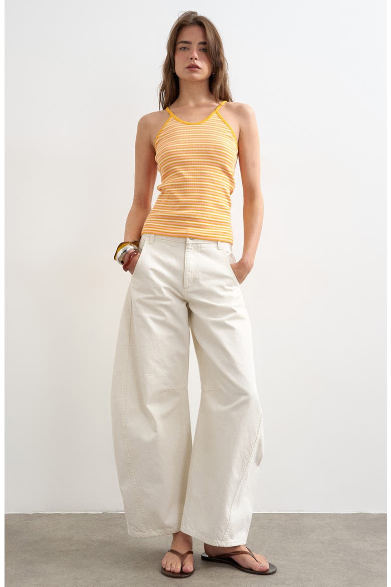 Stripe Rib Knit Stretch Cotton Tank, Main, color, ORANGE