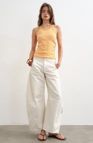 Topshop Stripe Rib Knit Stretch Cotton Tank