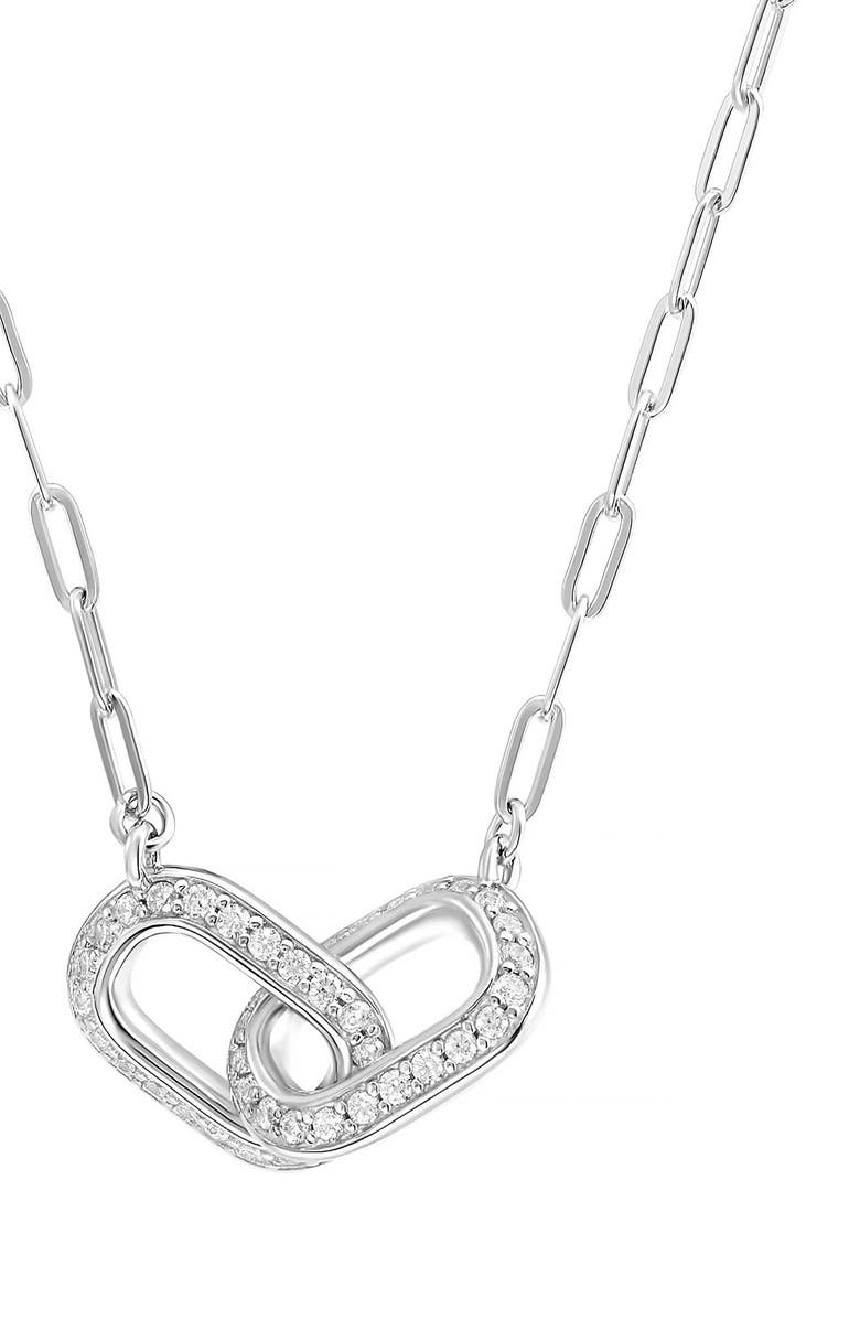 ATHRA LUXE Pavé Duo Interlock Necklace, Alternate, color, Silver