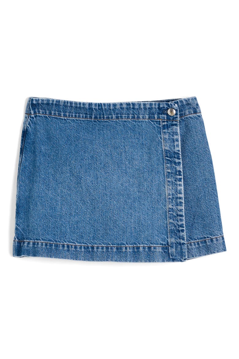 Denim Wrap Mini Skort, Alternate, color, MIDVALE WASH