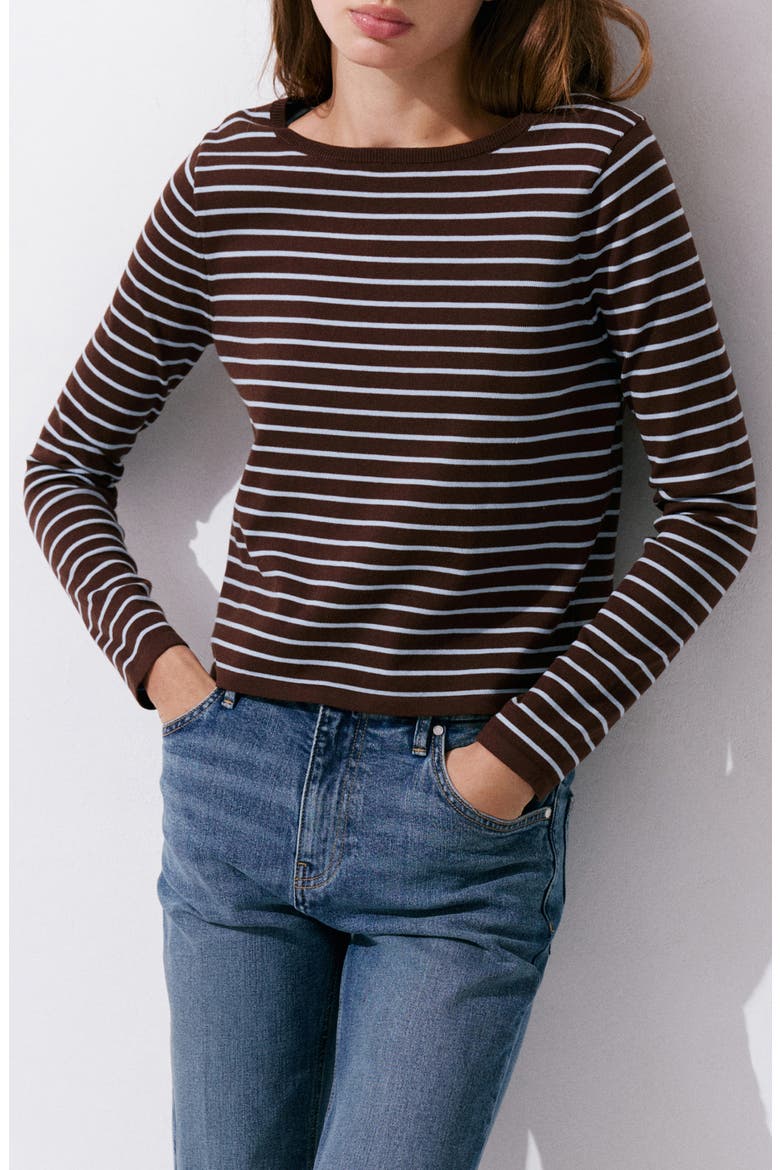 Basikina Stripe Sweater, Main, color, CHOCOLATE
