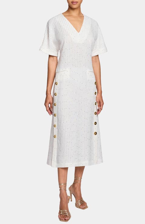 SERAFINA Short Sleeve Midi Shift Dress