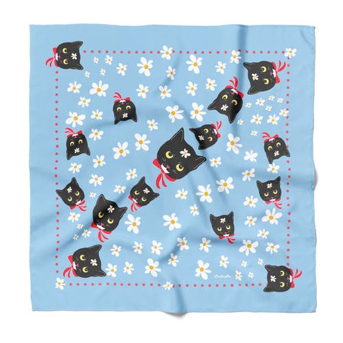 Centinelle Naoko Cat Cotton Silk Bandana In Blue