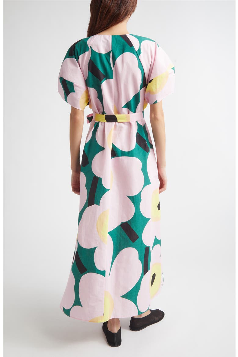 Kaffet Unikko Floral Cotton & Linen Maxi Dress, Alternate, color, GREEN LIGHT PINK YELLOW