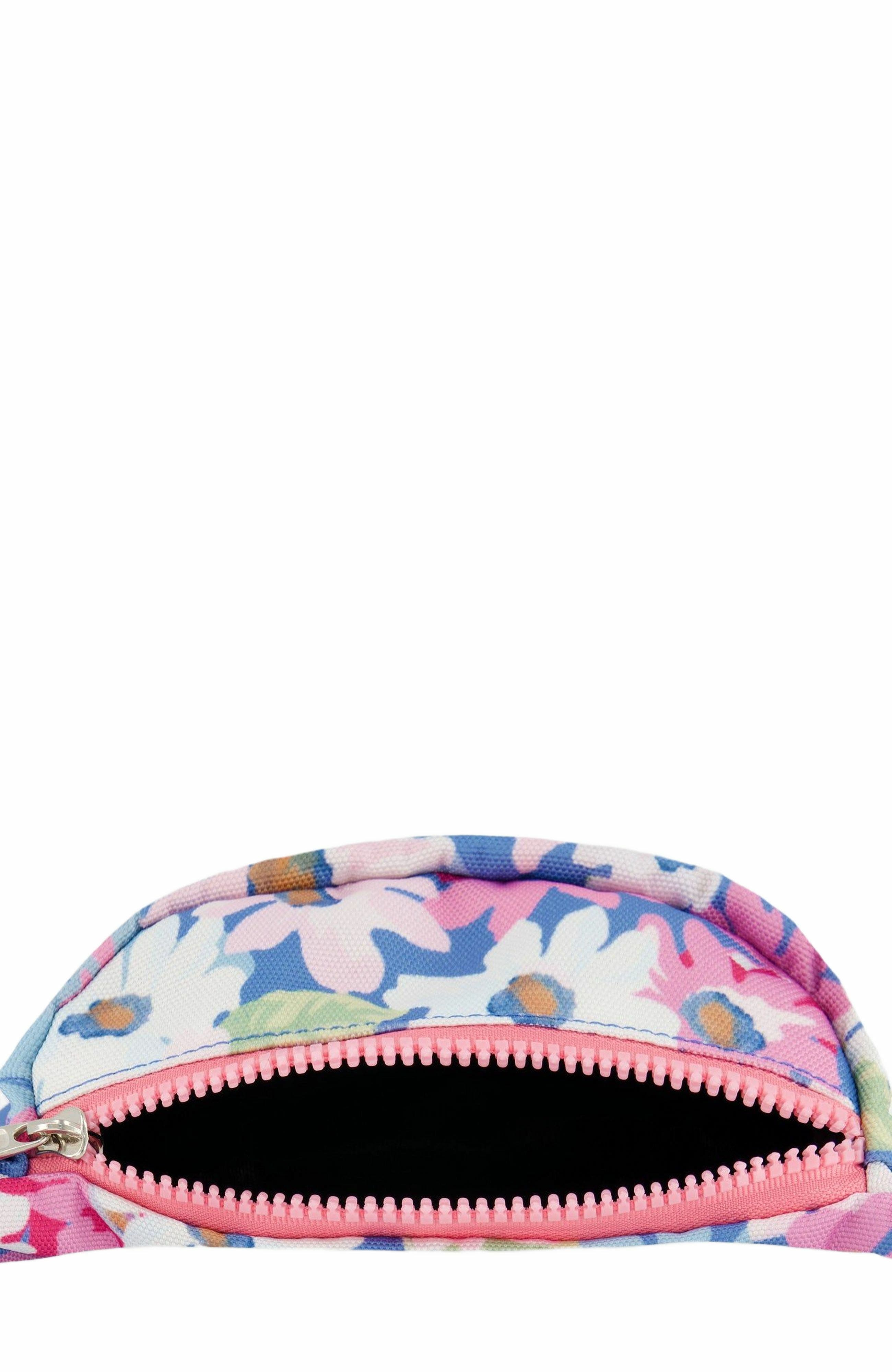 Deux par Deux Girl's Printed Fanny Pack White, Pink, And Green Flowers, Alternate, color, 