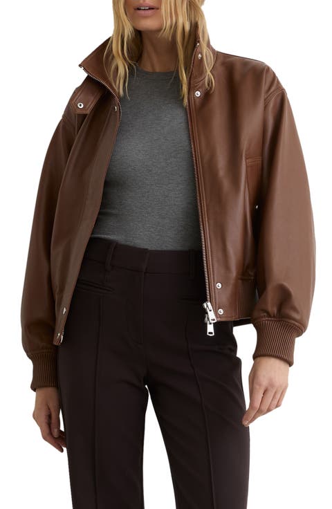 Cara Leather Bomber Jacket