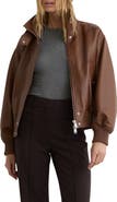 Reiss Cara Leather Bomber Jacket