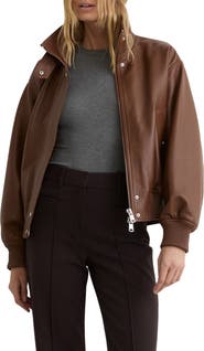 Reiss Cara Leather Bomber Jacket