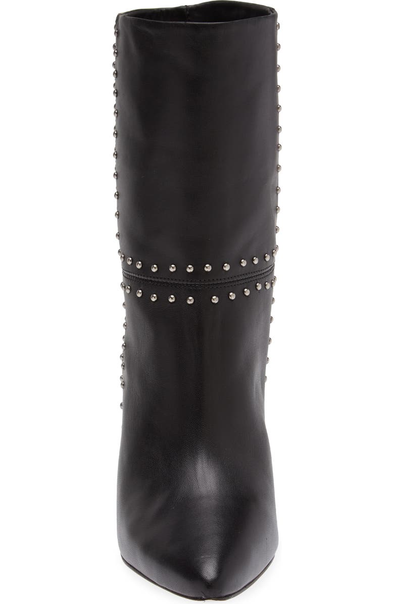 Avec Les Filles Ada Studded Pointed Toe Genuine Suede Bootie, Alternate, color, Black