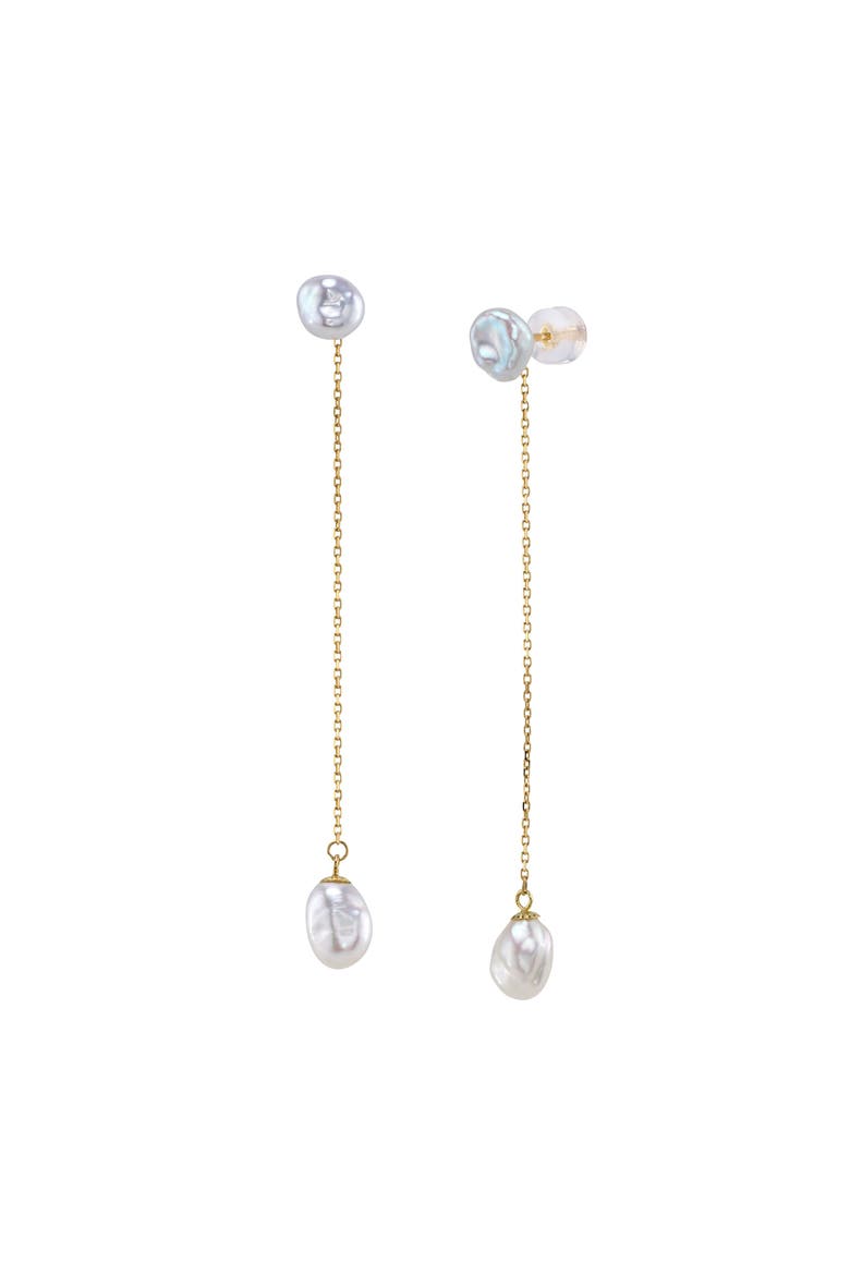 Double White Freshwater Keshi Pearl Joana Earrings, Main, color, Yellow Gold Fill