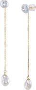 The Pearl Source Double White Freshwater Keshi Pearl Joana Earrings