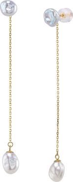 The Pearl Source Double White Freshwater Keshi Pearl Joana Earrings