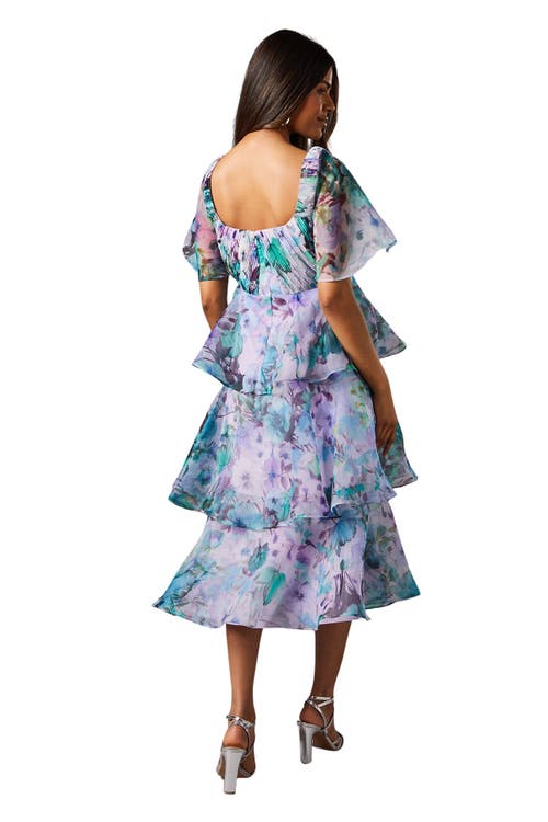 Coast Petite Organza Tiered Dress In Blue