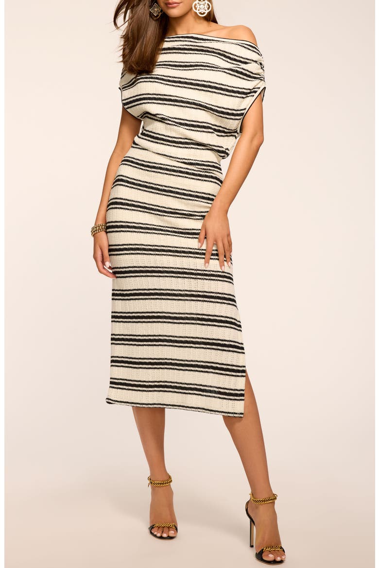 Chet Stripe One-Shoulder Knit Dress, Main, color, BLACK STRIPE