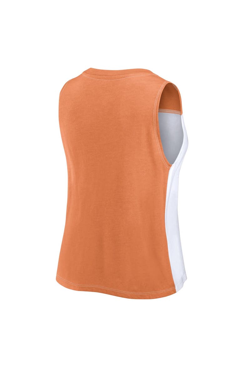 Women's Fanatics Branded Texas Orange/White Texas Longhorns Colorblock High Neck Tank Top, Alternate, color, Burnt Orange